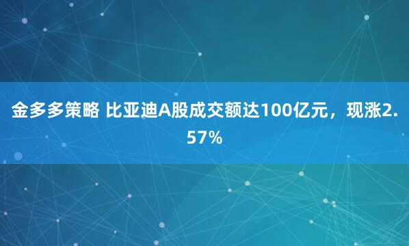金多多策略 比亚迪A股成交额达100亿元，现涨2.57%