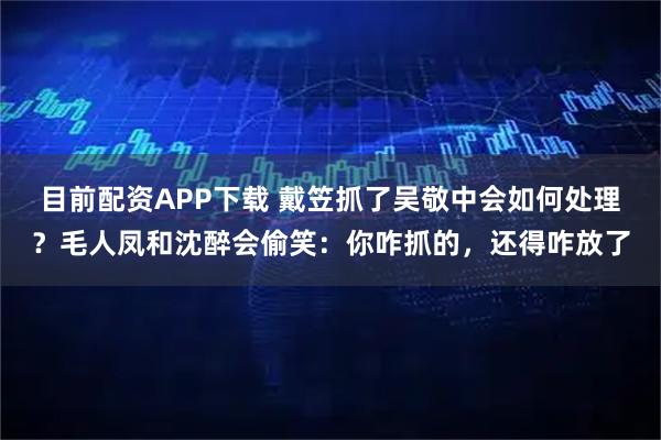 目前配资APP下载 戴笠抓了吴敬中会如何处理？毛人凤和沈醉会偷笑：你咋抓的，还得咋放了