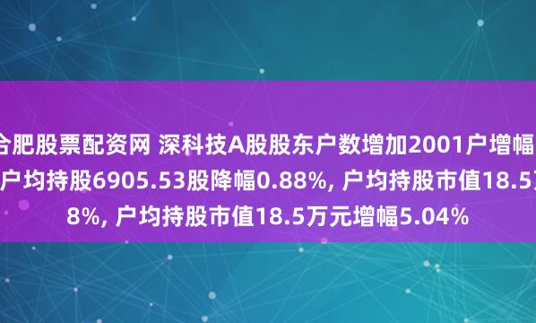 合肥股票配资网 深科技A股股东户数增加2001户增幅0.89%, 流通A股户均持股6905.53股降幅0.88%, 户均持股市值18.5万元增幅5.04%